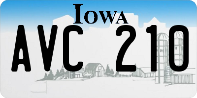 IA license plate AVC210