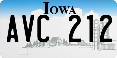 IA license plate AVC212