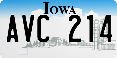 IA license plate AVC214