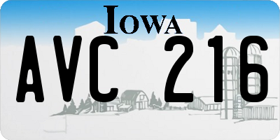 IA license plate AVC216
