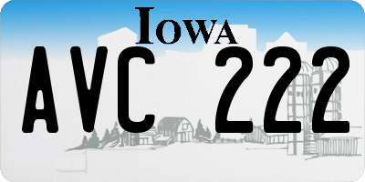 IA license plate AVC222