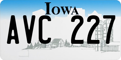 IA license plate AVC227