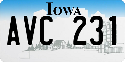 IA license plate AVC231