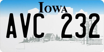 IA license plate AVC232