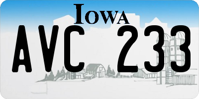 IA license plate AVC233