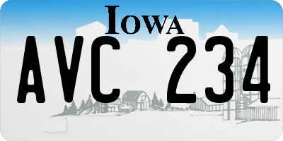 IA license plate AVC234