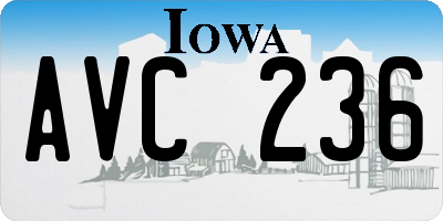 IA license plate AVC236
