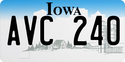IA license plate AVC240