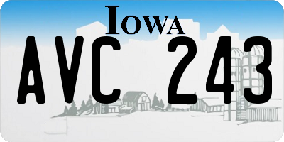 IA license plate AVC243