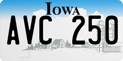 IA license plate AVC250