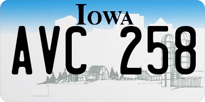IA license plate AVC258