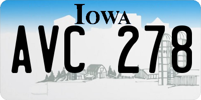 IA license plate AVC278