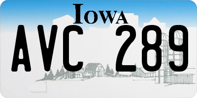 IA license plate AVC289