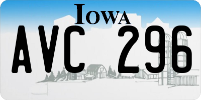 IA license plate AVC296