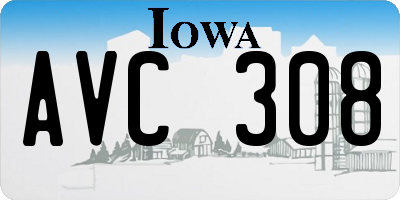 IA license plate AVC308