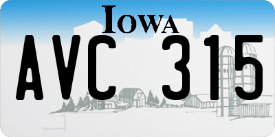 IA license plate AVC315
