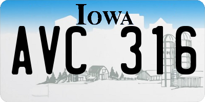 IA license plate AVC316