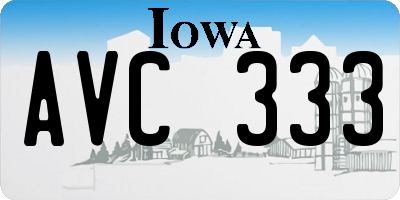 IA license plate AVC333