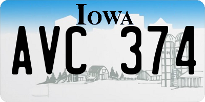 IA license plate AVC374