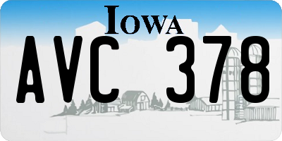 IA license plate AVC378