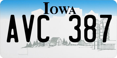 IA license plate AVC387