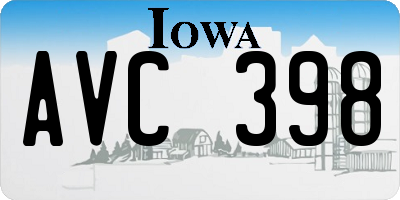 IA license plate AVC398