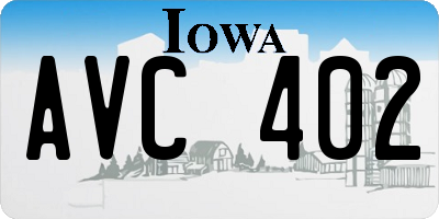 IA license plate AVC402