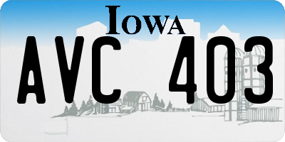 IA license plate AVC403