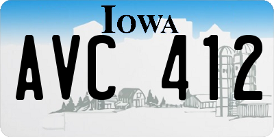 IA license plate AVC412
