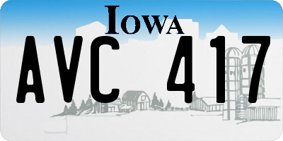 IA license plate AVC417