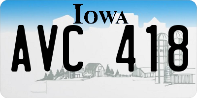 IA license plate AVC418