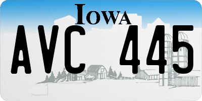 IA license plate AVC445
