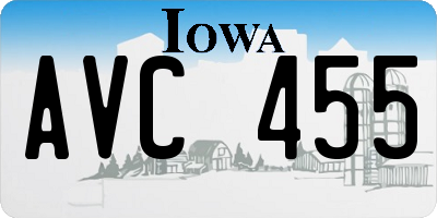 IA license plate AVC455
