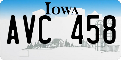 IA license plate AVC458