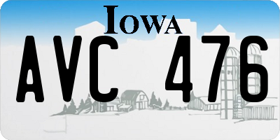 IA license plate AVC476