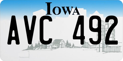 IA license plate AVC492