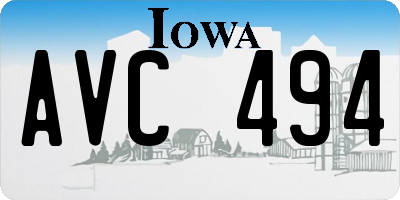 IA license plate AVC494