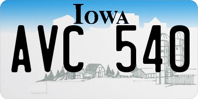 IA license plate AVC540