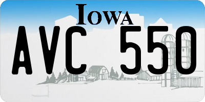 IA license plate AVC550