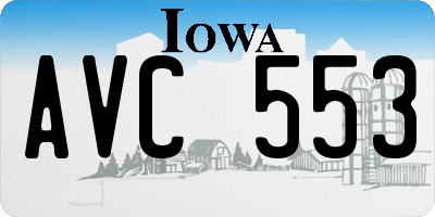IA license plate AVC553