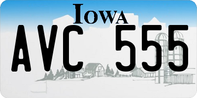 IA license plate AVC555