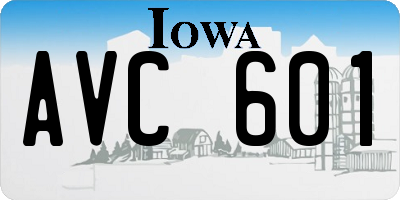 IA license plate AVC601