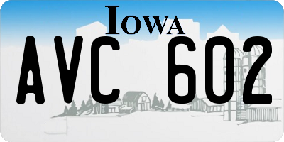 IA license plate AVC602