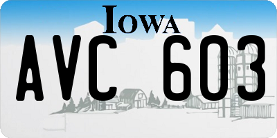 IA license plate AVC603