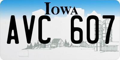 IA license plate AVC607