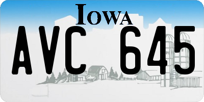 IA license plate AVC645