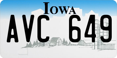IA license plate AVC649