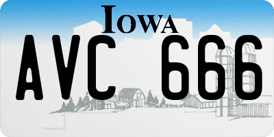 IA license plate AVC666