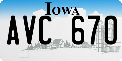 IA license plate AVC670