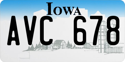 IA license plate AVC678